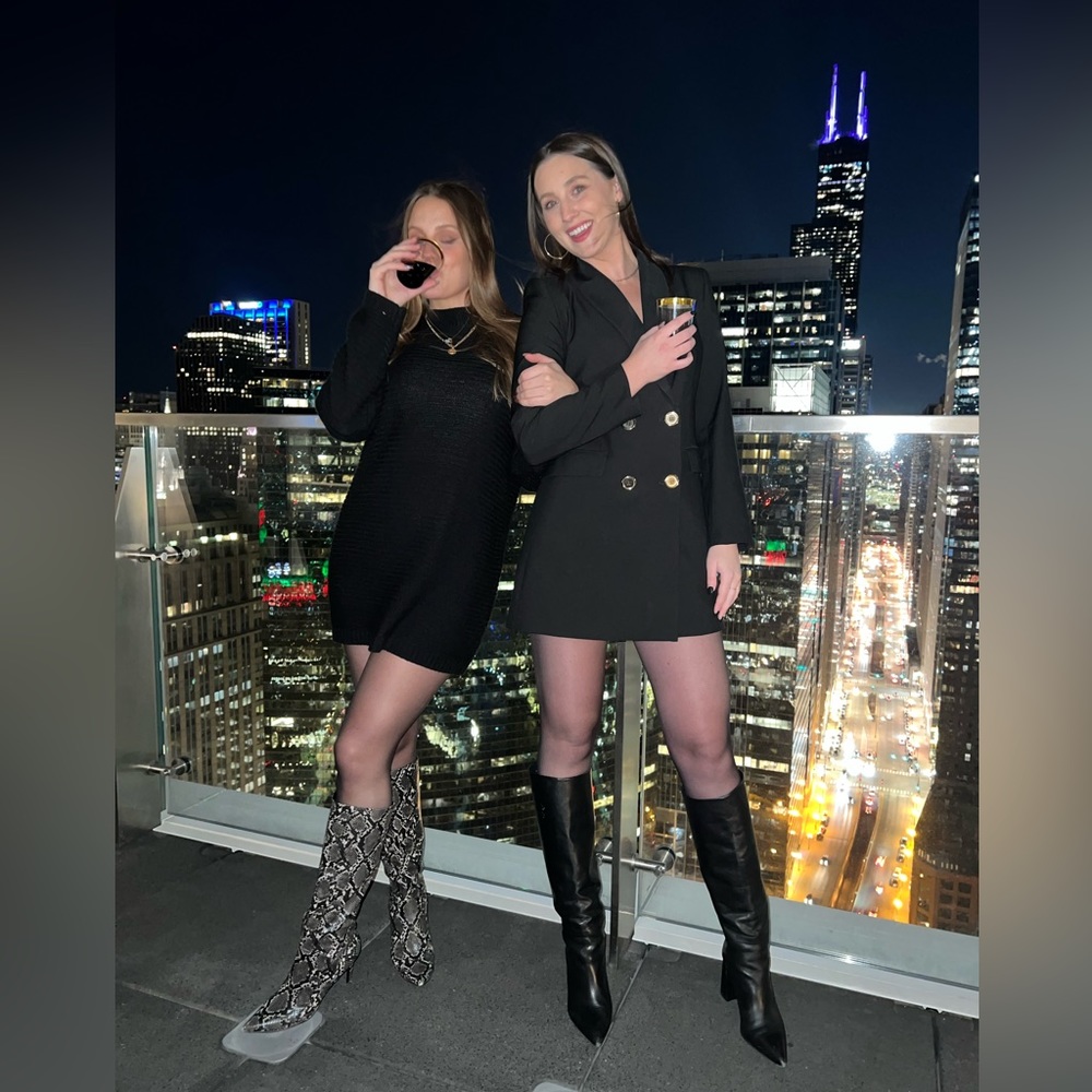 Black Zara blazer dress (right)